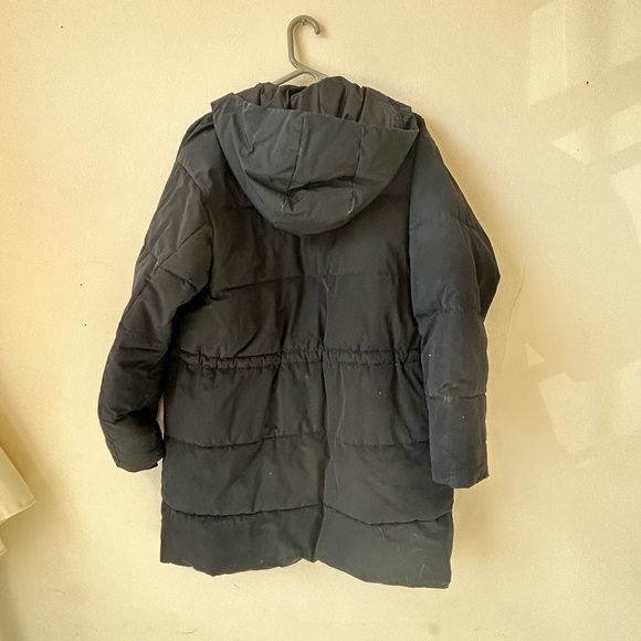 SHIPS FREE! Everlane Black Long Puffer Parka Winter Coat Size Large (L) - Picture 3 of 9